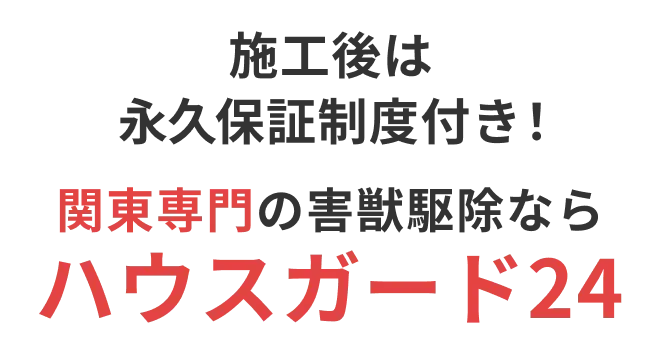 業界初！施工後は永久保証付き！艦長専門の害獣駆除ならハウスガード24